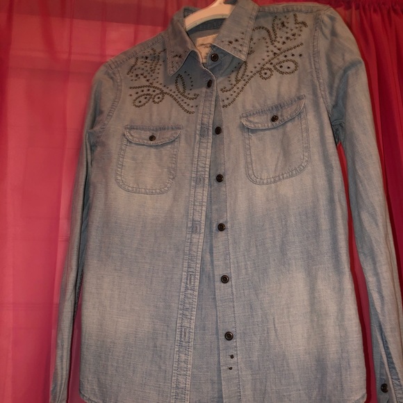 American Eagle Outfitters Tops - American Eagle Outfitters Studded Denim Top